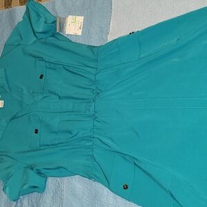 Teal Button-Up Dress